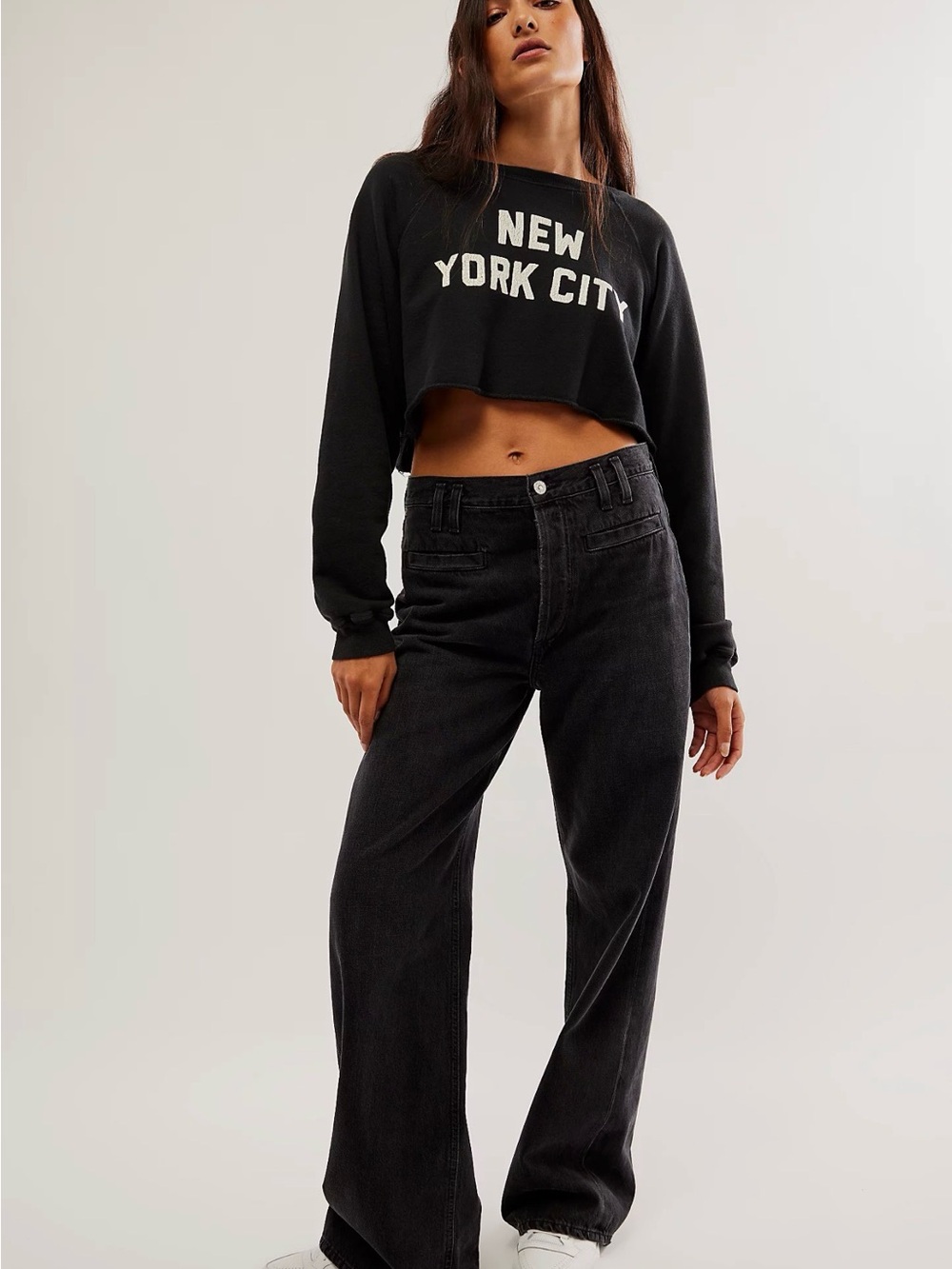 Citizens Of Humanity Deep Black High-Rise Wide Leg Jeans - Picture 2 of 6